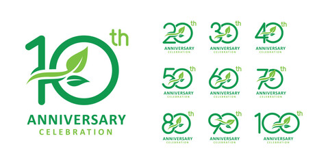 set of anniversary leaf number design