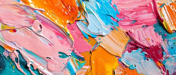 Closeup of abstract rough colorful multicolored art painting texture, with acrylic oil brushstroke,...