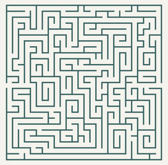 Labyrinth vector graphic. Square shape maze (labyrinth) game illustration.