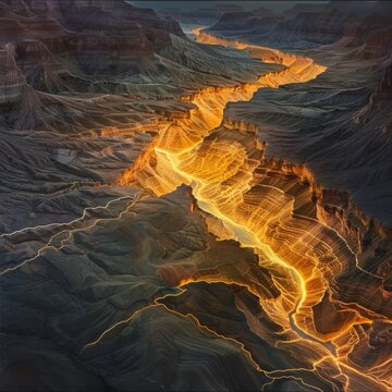 Sunset paints the Grand Canyon with golden hues in this breathtaking landscape shot