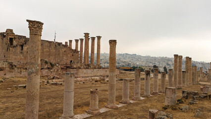 ancient ruins in jerash, jordan