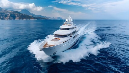 Developing a Proposal for Constructing or Acquiring a Yacht for Vacation or Rental. Concept Luxury Yachts, Vacation Rentals, Proposal Development, Yacht Acquisition, Leisure Cruising - obrazy, fototapety, plakaty