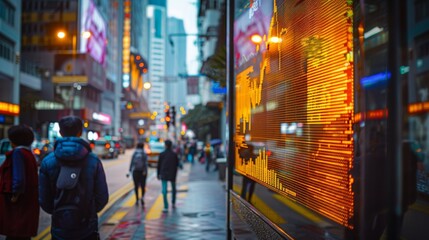 Fototapeta premium A gold price graph on a billboard in the city center, catching the attention of passersby