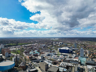 Obraz premium Aerial View of Buildings at City Centre and Downtown of Coventry City of England United Kingdom. March 30th, 2024
