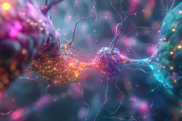 A dynamic digital illustration of the nervous system, showcasing neurons firing and transmitting signals throughout the brain and spinal cord.