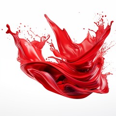 closeup red water splash isolated on white background