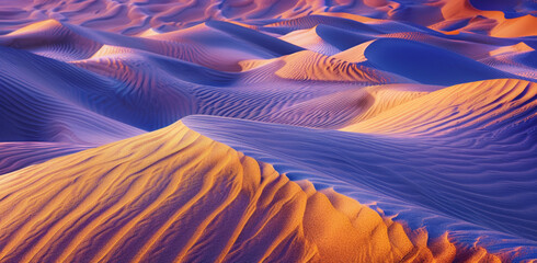 Dunes de sable ondulées par la force du vent à la lumière du soir - obrazy, fototapety, plakaty