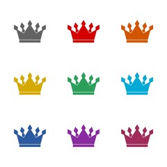 Crown icon isolated on white background. Set icons colorful