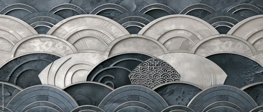 Aufkleber geometric template modern with japanese pattern background. line elements.