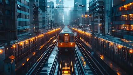 Capturing the Vibrant Energy of Urban Commuting in a Bustling City. Concept Urban Life, Commuting, Cityscape, Vibrant Energy, Photography - obrazy, fototapety, plakaty