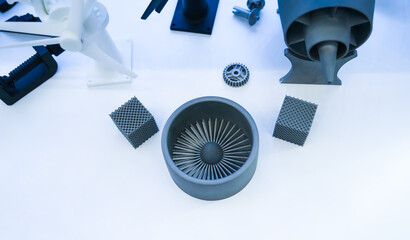 3D printer jet engine printed model metal plastic - obrazy, fototapety, plakaty