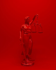 Red lady justice judicial system classic statue woman vibrant elegance background 3d illustration render digital rendering	 - 792980776