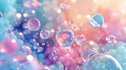 A holographic floating bubble, soap bubble, and metaball background in 3D.