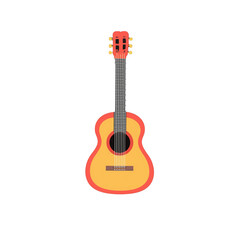 Obraz premium acoustic guitar and notes. Colorful blues guitar icon. Simple colorful blues guitar vector icon logo illustration isolated on white background, acoustic guitar, guitar vector illustration.