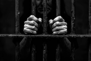 Incarcerated: Hands behind prison bars