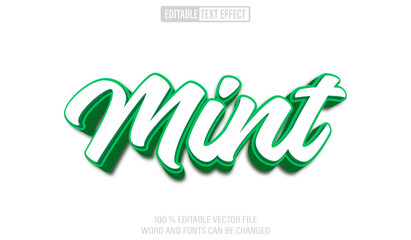 Editable 3d text style effect - Mint text effect Template © Supriyadi