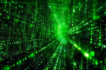 Obraz premium Cyberpunk Green Matrix, Futuristic Coding Design 