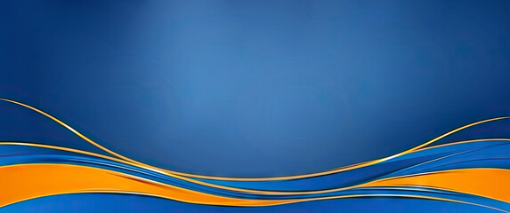 Blue and orange wavy background with golden lines
