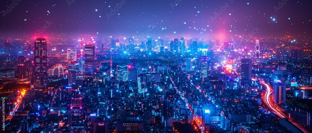 Aufkleber a smart city concept with a communication network. 5g and iot (the internet of things). telecommunic