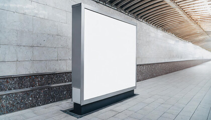 Light box display with white blank space for advertisement. Subway mock-up design. Horizonta