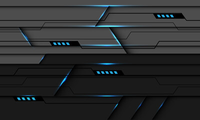 Abstract grey black line cyber blue light power geometric technology futuristic design modern creative background vector - 792989199