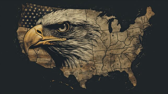 Eagle Unites states with USA falg Memorial day