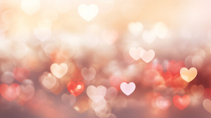 A dreamy hearts background image with defocused lighting and soft, ethereal colors - obrazy, fototapety, plakaty