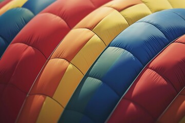 Fototapeta premium Bright multi-colored hot air travel balloon close-up