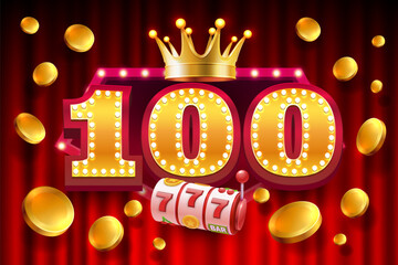 Casino free spins, special voucher 100 coins, Banner special offer. Vector illustration