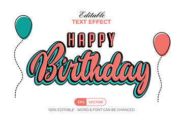 Birthday Text Effect Fun Style. Editable Text Effect.