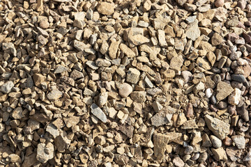 Closeup. Brown gravel stones for the underground in road construction
