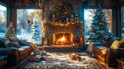 Cozy holiday home with a fireplace.