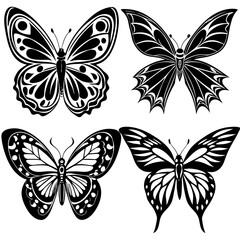 Different kinds of  Butterfly Silhouette Vector
