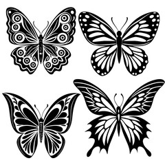 Different kinds of  Butterfly Silhouette Vector