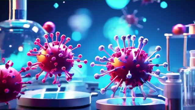 freeze frame. the virus under the microscope in its habitat