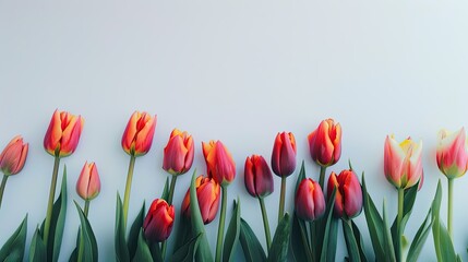 A stunning display of tulips set against a crisp white backdrop
