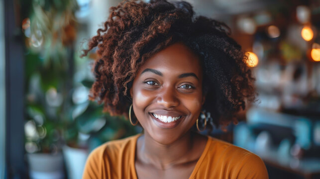 A customer service representative providing exemplary assistance with a warm smile
