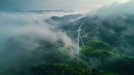 Harmony of Nature and Wind Turbine