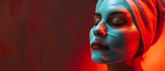Woman with beauty face mask 