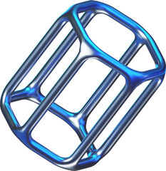 Abstract 3D Y2K Blue Chrome