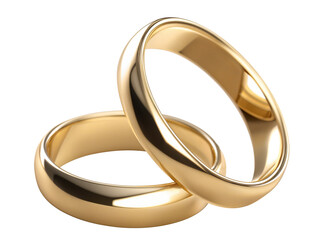 gold rings closeup on a transparent background