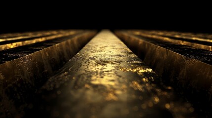 Golden textured surface in dramatic lighting