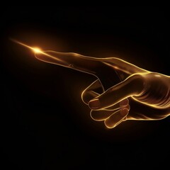 Glowing golden hand with futuristic light trail effect
