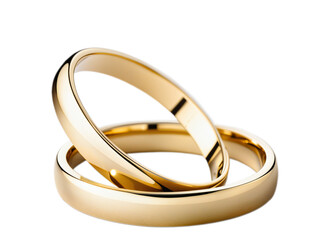gold rings closeup on a transparent background