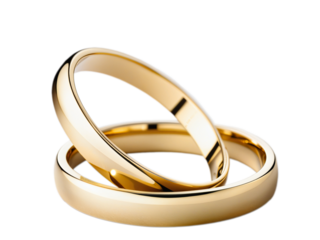 gold rings closeup on a transparent background