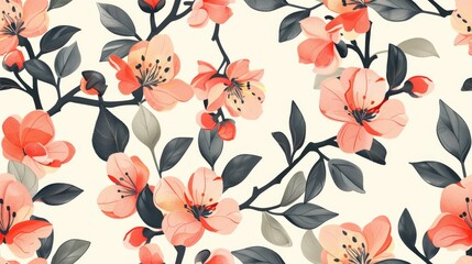 A design seamlessly blending with a blossom pattern, offering a modern twist on traditional floral motifs