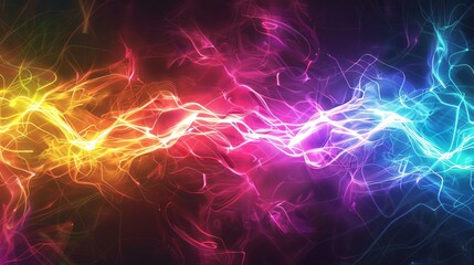 Electric pulse waves in a spectrum of neon colors, dynamic and energetic - obrazy, fototapety, plakaty