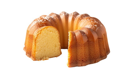 Delicious Vanilla Pound Cake Slice with Sugar Glaze on Transparent Background, Tempting Dessert Concept for Bakery Brochures and Culinary Blogs