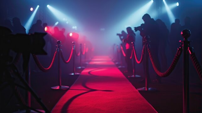 This is a photo of a red carpet with photographers on both sides.