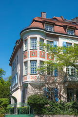 city palace Jugendstil house, Palais Bissing, historic building in Munich Schwabing - 793012560